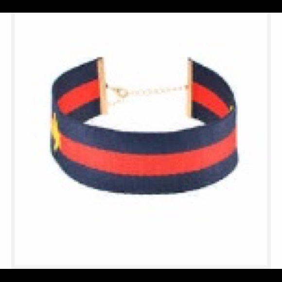 📣Last one Blue and red stripe bumble bee choker - Picture 2 of 2